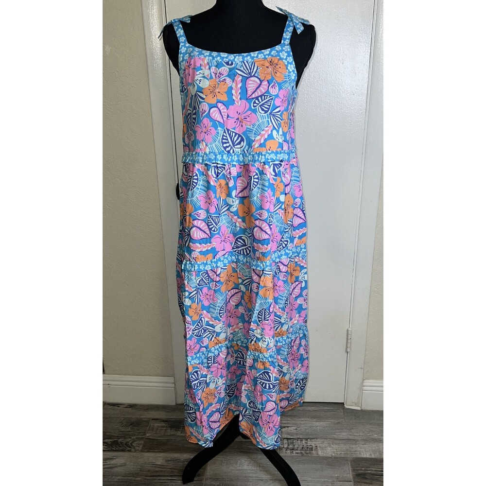 Cat & Jack Size Girls XXL (18) Cool Floral 3 Tiered Sundress 45” L